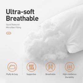 Acanva Throw Pillow Insert Premium Stuffer Sham Square Form for Decorative Cushion Bed Couch Sofa Chair, 26x26(1 Count), White