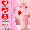 24 Reusable Glitter Heart Drinking Straws,Bachelorette Children's Day Decor
