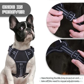 No Pull Dog Harness for Medium Dogs, Adjustable No Choke Pet Vest with Dog Leash Fit Smart Reflective Pet Walking Harness for Training Easy Control Soft Handle Black M