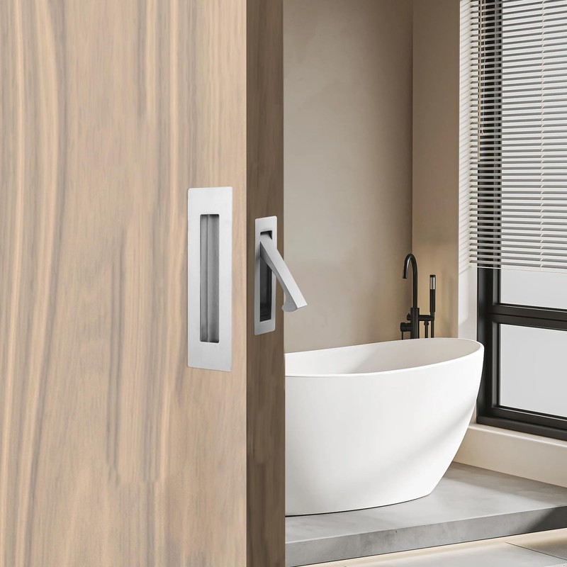 Malimali Pocket Door Pull and Edge Set, Stainless Steel Hardware