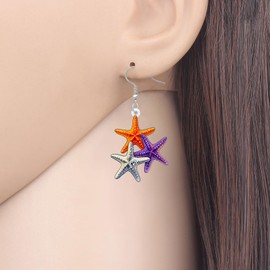 LONYOO Acrylic Cute Starfish Earrings Dangling Ocean Beach Summer Jewelry Sea Star Starfish Gifts for Women Mom Animals Lovers (Multicolor)