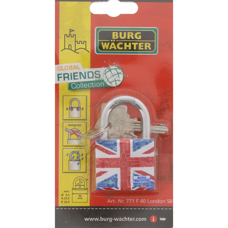Burg-Wächter 771 F 40 London SB Cylinder Lock, Union Jack