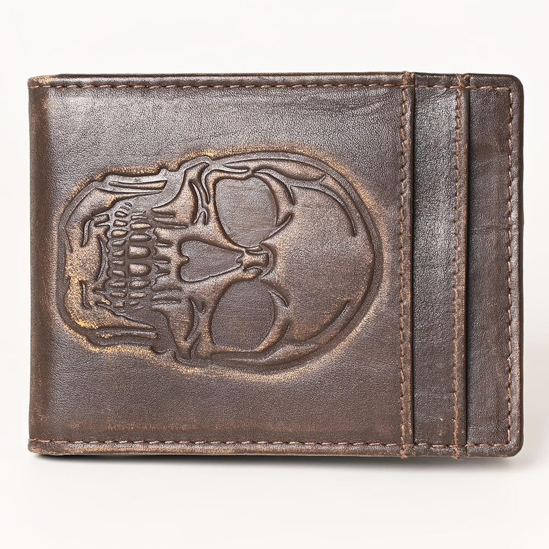 AMERICAN TANNER Genuine Leather Hand Burnished Bifold Wallet For Men
