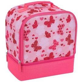 Merangue Insulated Lunch Bag for Kids, Dual Compartment, Butterfly Pattern Medium