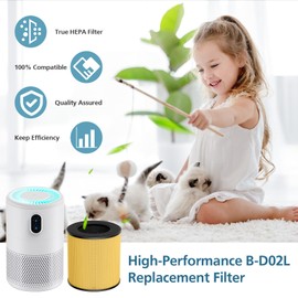 2-Pack B-D02L Replacement Filter, Compatible with MOOKA & KOIOS B-D02L Air Purifi-er, for VEWIOR B-D02U Air Purifi-er, H13 True HEPA Filter, Pet Care Filter