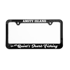 License Plate Frame, Quint s Shark Fishing Amity Island, Tag Cover, Car Frame, Auto Accessories, Cool Decoration, for USA & Canada License Plate Frame