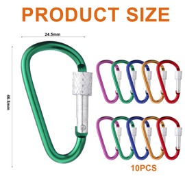 Karabinerhaken 10 Stück Karabiner Karabinerhaken Klein mit Schraubverschluss Mini Schraubkarabiner Bunt Carabiner Clip für Camping Angeln Wandern Locking Hundele