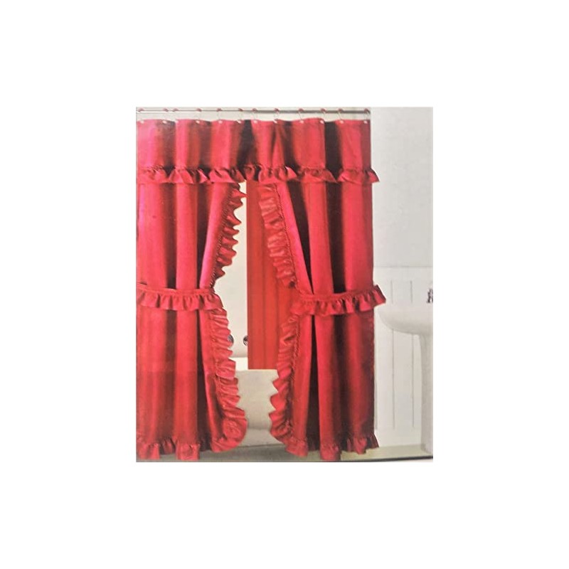 Better Home Mosaic Double Swag Fabric Shower Curtain, with Vinyl