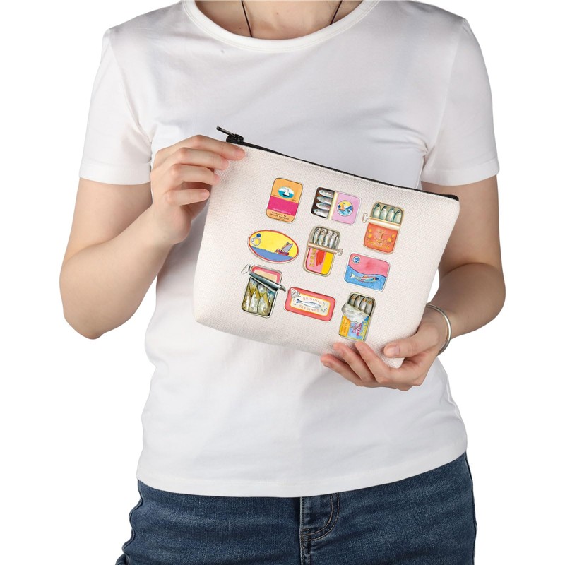 PWHAOO Sardine Lover Gift Tinned Sardines Makeup Bag Sardine Eater