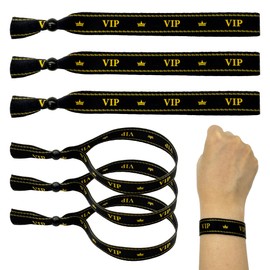 XCSJ Fabric Bracelets, VIP Party Bracelets, Adjustable Fabric Inlet Bands, VIP Entrance Bands for Party, Events, Concerts, Bars, Club (30, Black Gold, 35 x 1.5 cm)