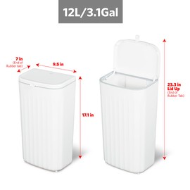 Glad Roomate Under Counter Waste Bin | Space Saving Small Trash Can for Kitchen Cabinet, Bathroom or Office | Dual Lid for Ease of Opening, 12 Liter, White