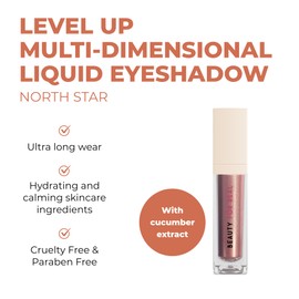 Beauty For Real Level Up Multi-Dimensional Liquid Eyeshadow, North Star - Kaleidoscope of Soft Pink and Blue - Creaseless, Long-Wear Formula - Cruelty Free & Paraben Free - 0.135 fl oz