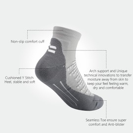 Laulax Ladies 2 Pairs Ankle Hiking Socks, Gift Set, Black and Grey, Size UK 3-7/ Europe 36-40