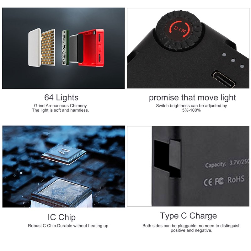 Mini LED Fill Light Adjustable Pocket Selfie Fill Light for