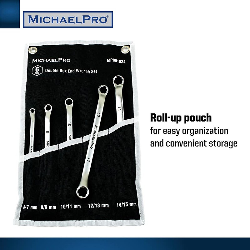 MichaelPro MP001034 5-Piece 45 Degree Anti Shedding, Double Ring Spanner