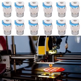 ViaGasaFamido 12Pcs Pneumatic Fitting Push Connector, CR10 M10 Thread 3D Printer Extruder Accessories Connected by Inserting Tube to Connect Bowden Extruders,3D Printer Extrusion Head