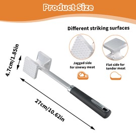 Culinavog Meat Tenderizer Hammer, Spiked Meat Tenderiser, Meat Tenderizer Steak Hammer, Heavy-Duty Metal Tenderizer, Dual-Sided Mallet with Spiked & Flat Surfaces for Steak, Chicken, Poultry, Beef