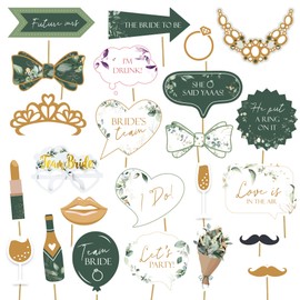 27 Pieces Botanical Hen Party Team Bride Photo Booth Props Sage Green Bridal Shower to Be Decoration Selfie Prop Kit Party Supplies Wedding Bachelorette