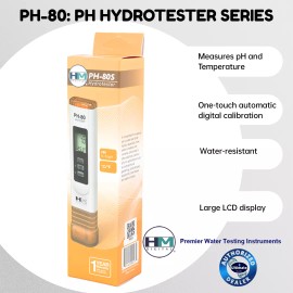 HM Digital PH Meter PH-80 Handheld Water Resistant Water Quality Tester