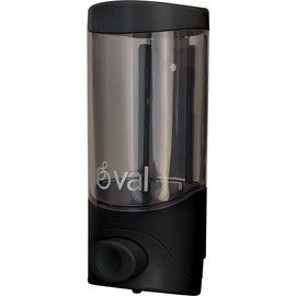 OVAL Dispensador de Jabón Líquido Rellenable 500 ml | Plástico ABS Uso Rudo Sistema Anti-Goteo Confiable Práctica y Durable | Color Negro/Humo