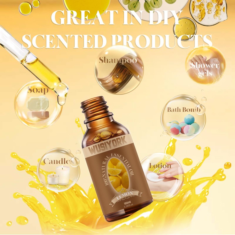 wusiyork Lemon Essential Oil 100ML - 100% Pure and Natural