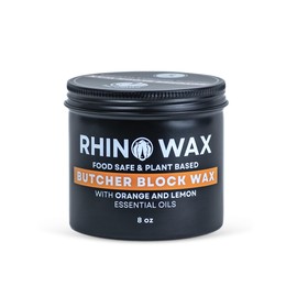 Rhino Wax Butcher Block Wax - Large Size (8oz) - Natural Blend of Oils and Waxes (NO Mineral Oil) - Conditions, Seals, Protects - Wood Cutting Boards and Butcher-Block Conditioner - Made in The USA