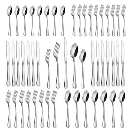 Stainless Steel Silverware Set for 12, 60 Piece Flatware Cutlery Set, Tableware Kitchen Utensil Include Forks Knives Spoons, Mirror Polished for Home Hotel, Dishwasher Safe