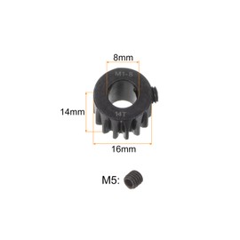 QUARKZMAN Mod 1 Pignone 14T, Foro da 8mm, Ingranaggio a Cremagliera in Acciaio Temprato per Motori Rc Auto e Camion