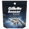 Gillette Sensor Excel Men's Razor Blade Refills, 10 Count