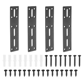 sourcing map Straight Steel Flat Plate, 4Pcs 177x40mm - Heavy Duty Mending Plate with Holes, Metal Reinforcement Mounting Plate Joining Bracket with Screws for Repair Framing Gazebo (Black)
