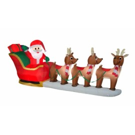 Home Accents 12 ft. Pre-Lit LED Giant-Sized Inflatable Santa and Sleigh Scene