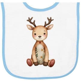 inktastic Vintage Knitted Plush Deer Baby Terry Cloth Bib White and Light Blue 464d9