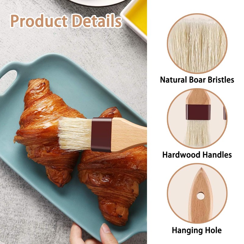 3 Pcs Pastry Brushes, Cooking Brush, Wooden Durable Pastry Brushes