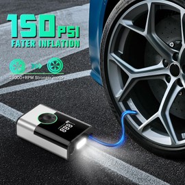 EVARYOO 6000mAh Tragbare Elektronische Luftpumpe,150PSI Fahrradpumpe Elektrisch, Akku Kabelloser Tragbarer Luftkompressor Portable Electric Air Compressor, Pumpe für Auto,Motorrad, Fahrräder, Bälle