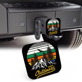 NITAHHHY 2" Trailer Hitch Cover,Vintage Mountain Outdoor Adventure Rubber Towing Hitch Tube Cover Hitch for Men Women, Sturdy Receivers Plug Accessories for Pickups Trucks Cars