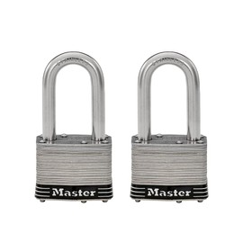 Master Lock 1SSTLF Stainless Steel Outdoor Padlock with Key, 2 Pack Keyed-Alike