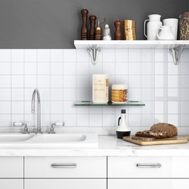 KAFENDA Adjustable Glass Shelf Brackets Heavy Duty Glass Clamps Wall-Mounted Glass Shelf Holder Polished Chrome for 3/8 Inch