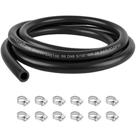 3 m petrol hose, 8 mm inner diameter, fuel hose, oil hose, diesel hose with 12 pieces hose clamps for small engines in cars, lawn mowers, motorcycles and tractors