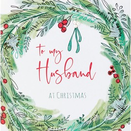 WHITE COTTON CARDS Xx14-112 Weihnachtskarte mit Aufschrift to My Husband at Christmas (Nicht in Deutscher Sprache), handgefertigt, große Weihnachtskarte