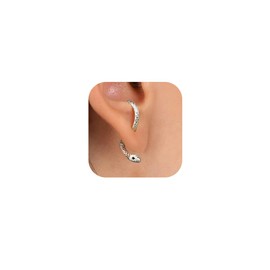 MOEEIJEW Snake Earrings for Women Trendy Snake Earrings Punk Stud Snake Earring Gothic Jewelry (Silver)