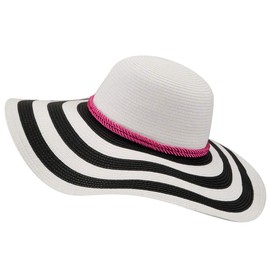 Betmar Demetria Floppy Hat Straw Hat Women's Hat Summer Hat Sun Hat Garden Hat, white-black, Unit size
