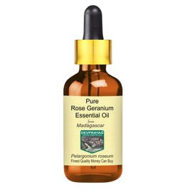 Devprayag Pure Rose Geranium Essential Oil (Pelargonium roseum) with Glass Dropper Natural Therapeutic Grade Steam Distilled 10ml (0.33 oz)