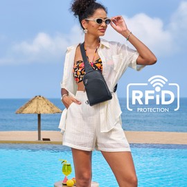 INICAT Anti Theft Small Crossbody Sling Bags RFID Blocking Chest bag for Women(Black)