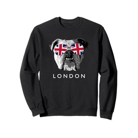 London UK English Bulldog Sunglasses Flag Souvenir Sweatshirt