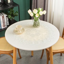 Lace Small Round Tablecloth Doilies Table Topper Scarf Embroidered Farmhouse Table Cloth with Macrame Border for Dresser Wedding Party Placemat White 24 inch