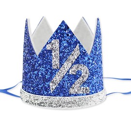 Eoopoon 1/2 Birthday Crown Hat for Baby, Half Birthday Crown Hat for Baby, Boy Girl Birthday Party Hat, Crown Decoration