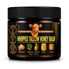 Beef Tallow for Skin & Face with Manuka Honey, Grass Fed Whipped Tallow and Honey Balm, Tallow Face Moisturizer for Dry Sensitive Skin, Beef Tallow Cream for Face Body Hands 4 oz