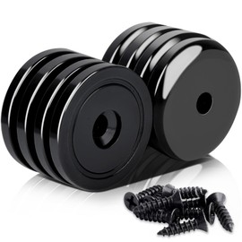 MIN CI 8Pack Neodymium Magnets 100lbs Black Magnet with Hole Magnets with Screws, 36mm Extra Strong Magnets Round Magnets Rare Earth Magnets Pot Magnets