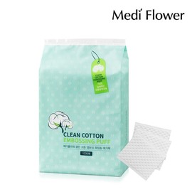 MediFlower 클린 코튼 엠보싱 화장솜 대용량 메가팩 1000매 Clean Cotton Embossed Makeup Cotton Large Mega Pack 1000 Sheets