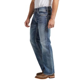 Silver Jeans Co. Men's Zac Relaxed Fit Straight Leg Jeans, Light Indigo, 36W x 32L